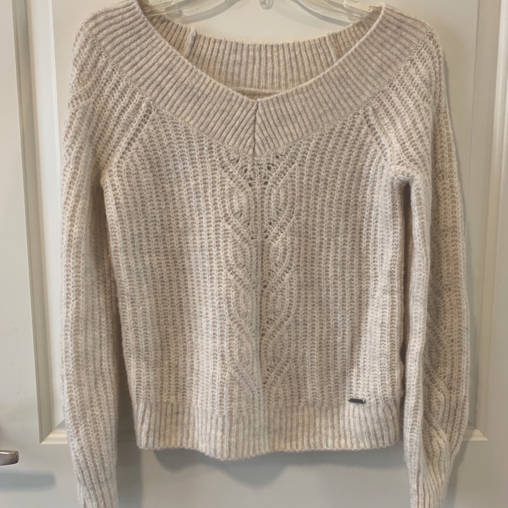 Cream A&F Knit Sweater